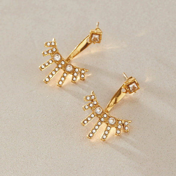 Women's Geometric Titanium Steel Stud Earrings With Detachable Front And Back Design Vacuum Gold Plated Stainless Steel Jewelry