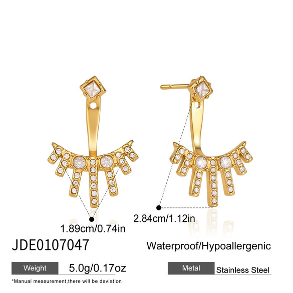 Women's Geometric Titanium Steel Stud Earrings With Detachable Front And Back Design Vacuum Gold Plated Stainless Steel Jewelry