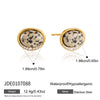 Women's Geometric Titanium Steel Stud Earrings With Pvd Vacuum Gold Plating And Sparkling Rhinestone Detail For Wholesale