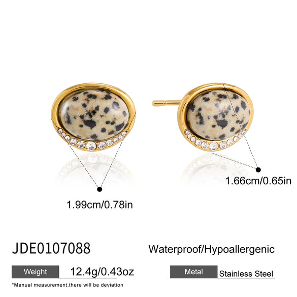 Women's Geometric Titanium Steel Stud Earrings With Pvd Vacuum Gold Plating And Sparkling Rhinestone Detail For Wholesale