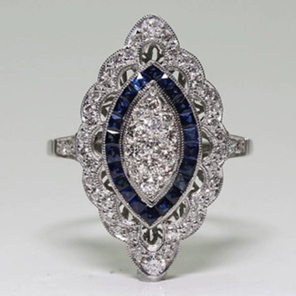 Women's Geometric Topaz Engagement Ring Electroplated Metal Jewelry With Simple Fashion Design