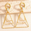 Women's Geometric Triangle Stud Earrings With Diamond Accents Electroplated Alloy Design And Stainless Steel Ear Posts