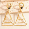 Women's Geometric Triangle Stud Earrings With Diamond Accents Electroplated Alloy Design And Stainless Steel Ear Posts