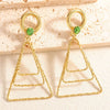Women's Geometric Triangle Stud Earrings With Diamond Accents Electroplated Alloy Design And Stainless Steel Ear Posts