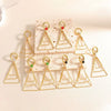 Women's Geometric Triangle Stud Earrings With Diamond Accents Electroplated Alloy Design And Stainless Steel Ear Posts
