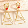 Women's Geometric Triangle Stud Earrings With Diamond Accents Electroplated Alloy Design And Stainless Steel Ear Posts