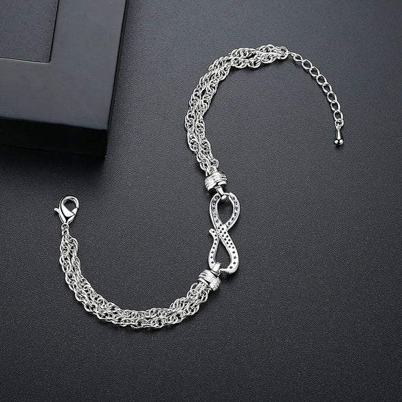 Women's Geometric Twist Chain Bracelet With Microinlaid Zircon Electroplated Copper Fashion Jewelry