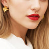 Women's Geometric Twisted Copper Stud Earrings Electroplated Brushed Metal Irregular Minimalist Statement Jewelry