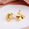 Women's Geometric Twisted Copper Stud Earrings Electroplated Brushed Metal Irregular Minimalist Statement Jewelry
