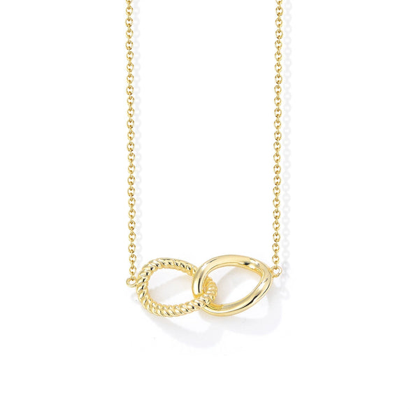 Women's Geometric Twisted Doublering Doublebuckle Necklace 925 Sterling Silver Electroplated