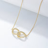 Women's Geometric Twisted Doublering Doublebuckle Necklace 925 Sterling Silver Electroplated