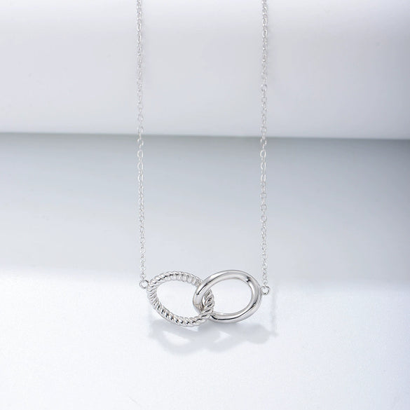 Women's Geometric Twisted Doublering Doublebuckle Necklace 925 Sterling Silver Electroplated