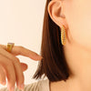 Women's Geometric U Shape Twist Earrings In Titanium Steel With Electroplated Gold Finish