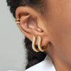 Women's Geometric U Shaped Micro Pave Earrings With Silver Needle And Copper Electroplated Fashion Jewelry