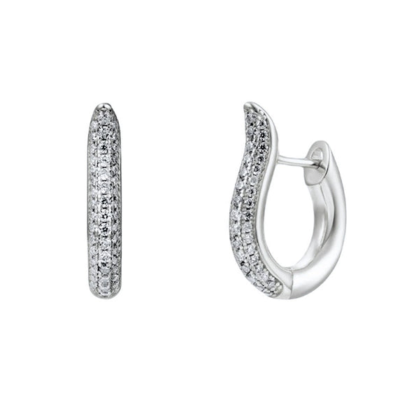 Women's Geometric U Shaped Micro Pave Earrings With Silver Needle And Copper Electroplated Fashion Jewelry