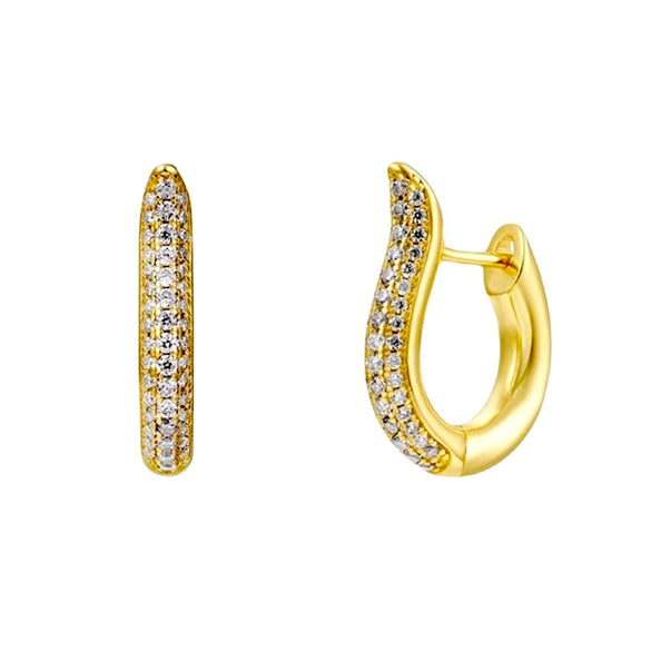 Women's Geometric U Shaped Micro Pave Earrings With Silver Needle And Copper Electroplated Fashion Jewelry