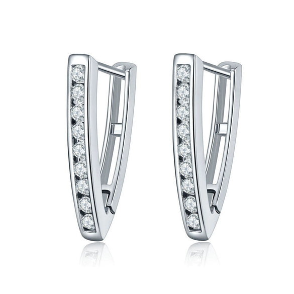 Women's Geometric V Shaped Triangle Earrings With Crystal Zircon In Electroplated Environmental Protection Copper