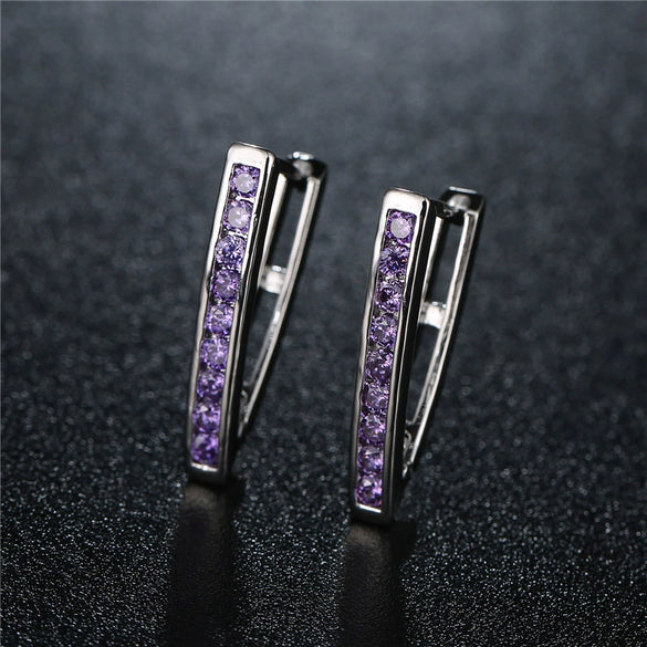 Women's Geometric V Shaped Triangle Earrings With Crystal Zircon In Electroplated Environmental Protection Copper