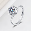Women's Geometric Vine Ring In S925 Sterling Silver With Electroplated Finish And Moissanite Zircon Detail Adjustable Open Band