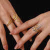 Women's Geometric Vshaped Irregular Hollow Titanium Steel Electroplated Ring