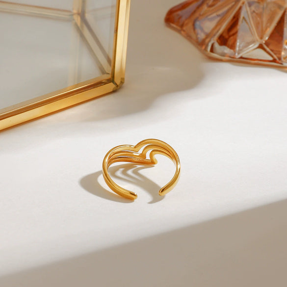 Women's Geometric Vshaped Irregular Hollow Titanium Steel Electroplated Ring