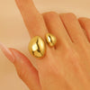 Women's Geometric Water Drop Casting Ring With Star And Moon Pattern Electroplated Minimalist Style