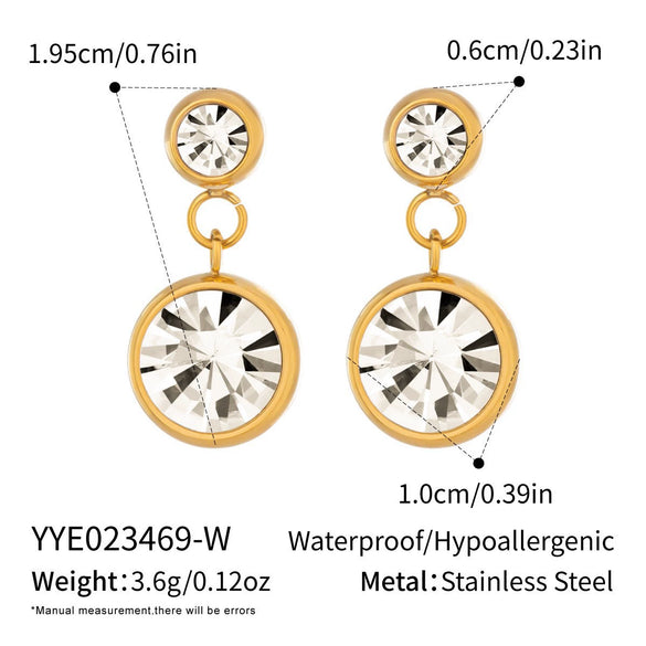 Women's Geometric Water Drop Cubic Zirconia Necklace And Earrings Set In Goldplated Stainless Steel