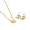 Women's Geometric Water Drop Cubic Zirconia Necklace And Earrings Set In Goldplated Stainless Steel