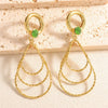 Women's Geometric Water Drop Earrings With Threelayer Gradient Circles Rhinestone Accents Electroplated Alloy And Stainless Steel Posts
