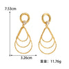 Women's Geometric Water Drop Earrings With Threelayer Gradient Circles Rhinestone Accents Electroplated Alloy And Stainless Steel Posts