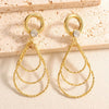 Women's Geometric Water Drop Earrings With Threelayer Gradient Circles Rhinestone Accents Electroplated Alloy And Stainless Steel Posts