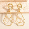 Women's Geometric Water Drop Pendant Earrings With Alloy Stainless Steel Posts Layered Ushaped Circle Design And Diamondstudded Electroplated Finish