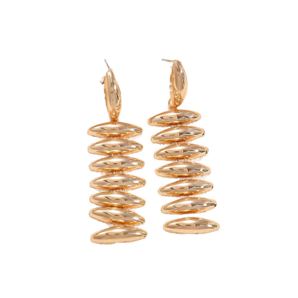 Women's Geometric Water Drop Tassel Earrings With Electroplated Iron Design And Stainless Steel Ear Posts