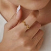 Women's Geometric Wave Adjustable Ring In Stainless Steel With Pvd Vacuum Gold Plating Hypoallergenic Statement Jewelry