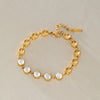 Women's Geometric Wave Bracelet In Gold Tone Plated Stainless Steel With Zircon Accents Hypoallergenic Jewelry