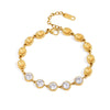 Women's Geometric Wave Bracelet In Gold Tone Plated Stainless Steel With Zircon Accents Hypoallergenic Jewelry