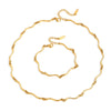Women's Geometric Wave Jewelry Set With Stainless Steel Necklace And Bracelet Pvd Vacuum Gold Plated Design