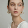 Women's Geometric White Shell Irregular Stainless Steel Earrings With 18K Gold Vacuum Plating And Simple Fashion Style
