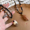 Women's Geometric Wood And Resin Pendant Clavicle Chain Necklace With Electroplating