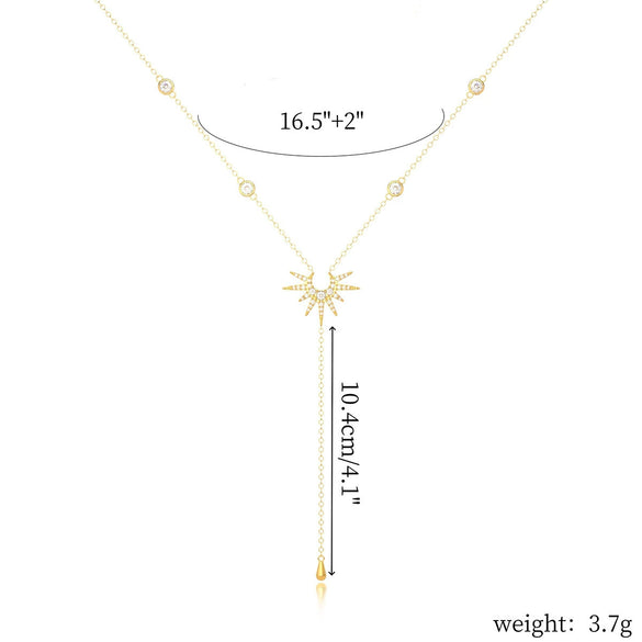 Women's Geometric Y Shaped Brass Chain Necklace With Real Gold Plating And Long Tassel Pendant Electroplated Fashion Jewelry