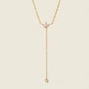 Women's Geometric Y Shaped Titanium Steel Necklace With Zircon Inlay And O Chain Electroplated In Gold Tone Fashion Jewelry