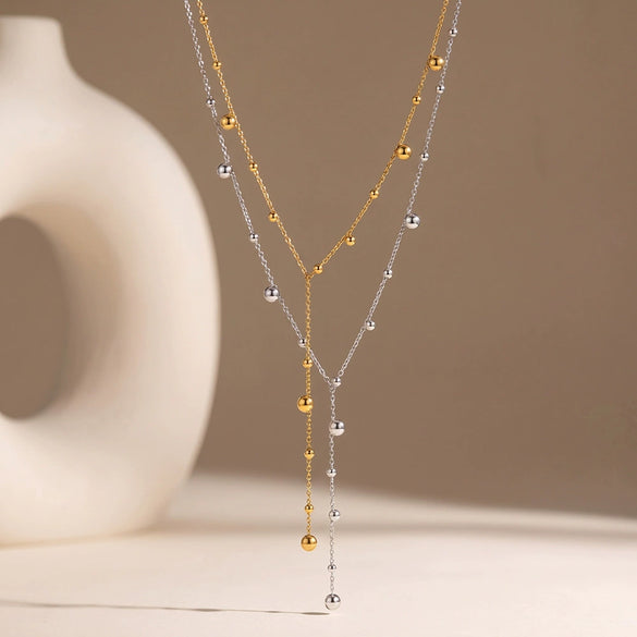 Women's Geometric Yshaped Stainless Steel Necklace With 18K Gold Plating Simple Elegant Fashion Jewelry