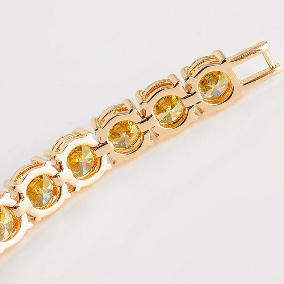 Women's Geometric Zircon Bracelet In Copper With Electroplated Finish And Olive Yellow Zircon Detail Fashion Jewelry