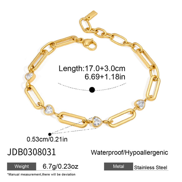 Women's Geometric Zircon Bracelet In Plated Stainless Steel Sparkling Colorfast Jewelry Wholesale