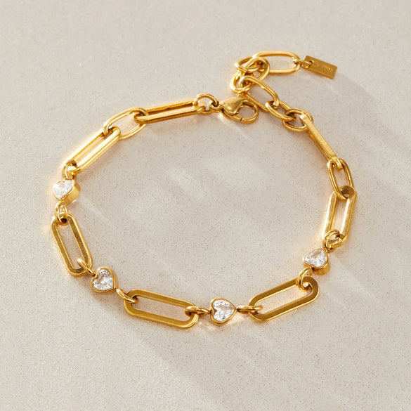 Women's Geometric Zircon Bracelet In Plated Stainless Steel Sparkling Colorfast Jewelry Wholesale