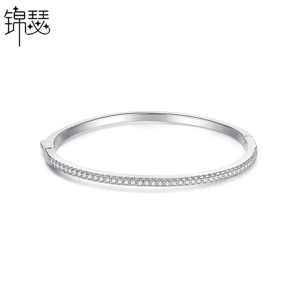 Women's Geometric Zircon Bracelet Minimalist Single Row Copper Fashion Jewelry With Elegant Style