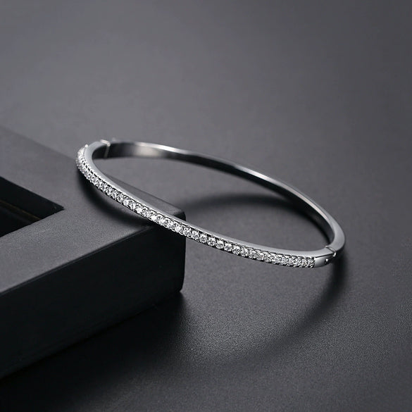 Women's Geometric Zircon Bracelet Minimalist Single Row Copper Fashion Jewelry With Elegant Style