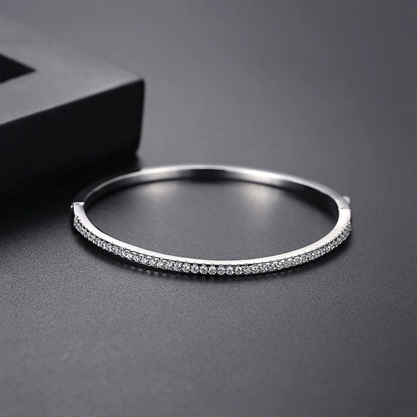 Women's Geometric Zircon Bracelet Minimalist Single Row Copper Fashion Jewelry With Elegant Style