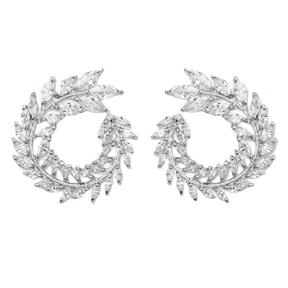 Women's Geometric Zircon Earrings With Diamond Cut Finish Fashion Silver Tone Jewelry Wholesale