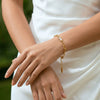 Women's Geometric Zircon Inlaid Bracelet In 18K Gold Plated Stainless Steel With Simple Trendy Fashion Style